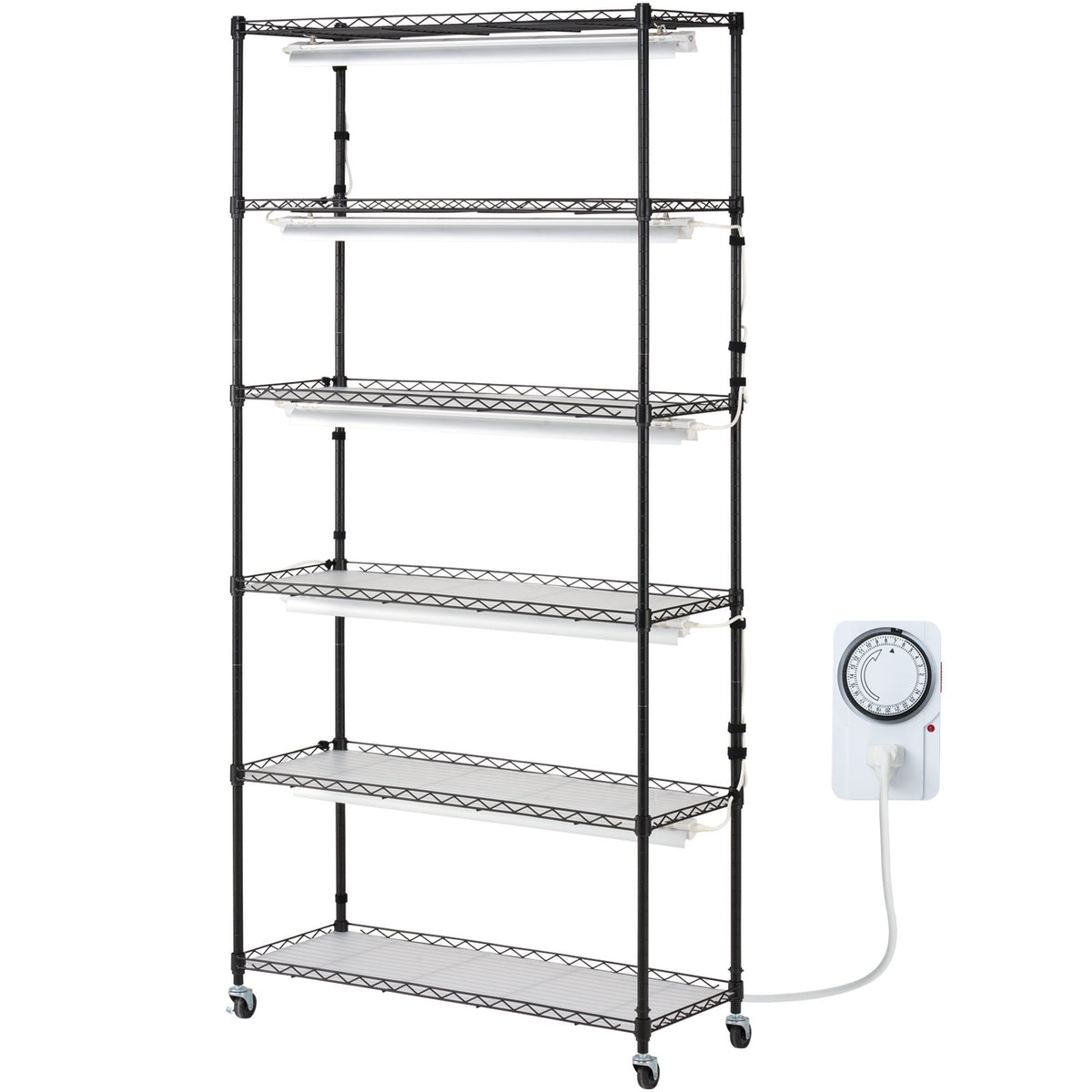 VEVOR Indoor Plant Growing Shelf with Grow Light, 6 Tiers, 180W, 180 cm