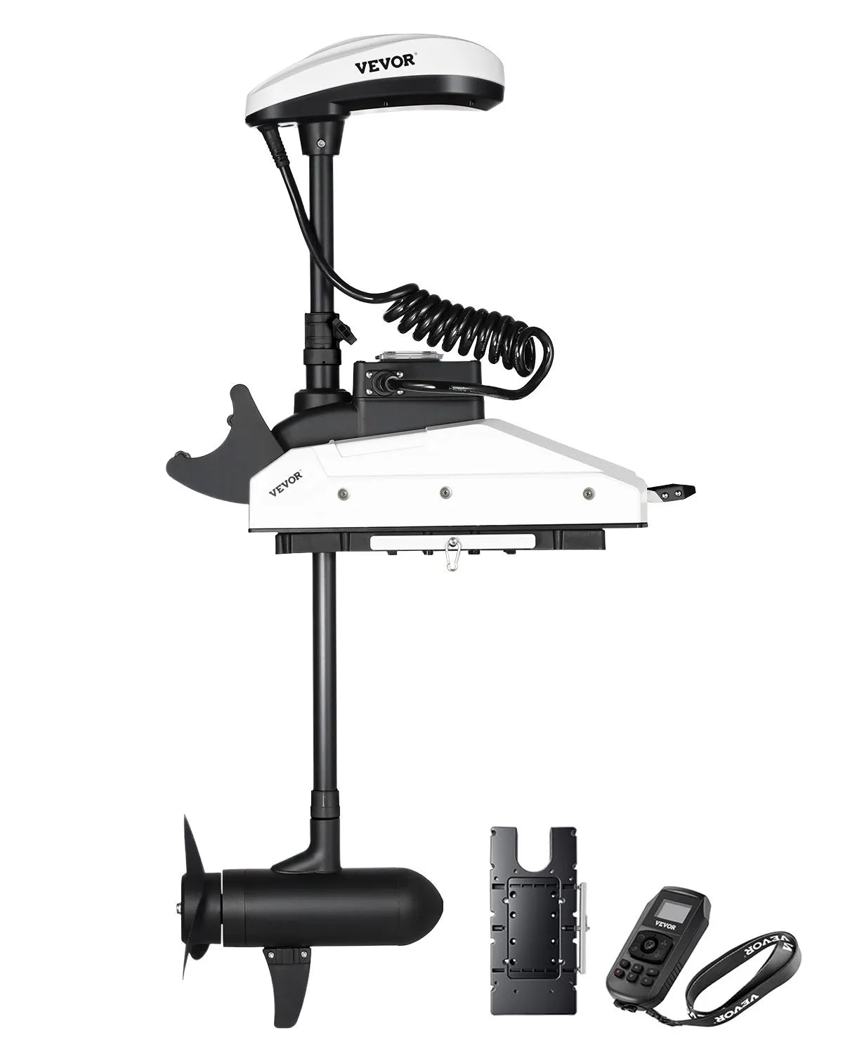 VEVOR Electric Trolling Motor for Boats, 55 lbs Thrust with GPS, 10 Speeds, Bow Mount Saltwater Use, Remote Control and LCD Battery Indicator, 914 mm Shaft Length