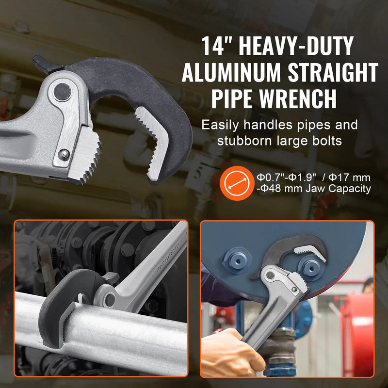 Alumīnija taisnā cauruļu atslēga 350 mm, automātiska žokļa regulēšana, 60CRV