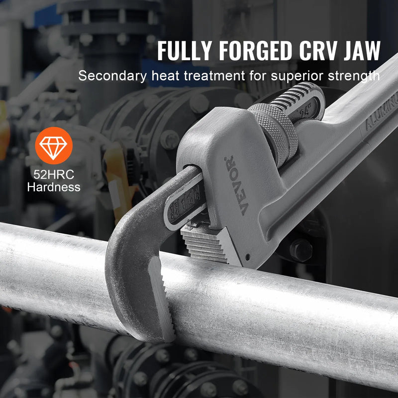 Alumīnija taisnā cauruļu atslēga 600 mm, regulējama, CRV žokļi