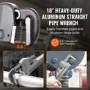 Alumīnija taisnā cauruļu atslēga 450 mm, regulējama, CRV žokļi