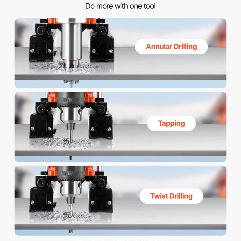 VEVOR magnētiskā urbjmašīna, 1400 W, 50 mm urbuma diametrs, 0–850 apgr./min. ātrums, reversā darbība, magnētiskā urbjmašīna ar 11 serdeņa urbjiem, elektriskā urbjmašīna rūpniecībai un mājas darbiem