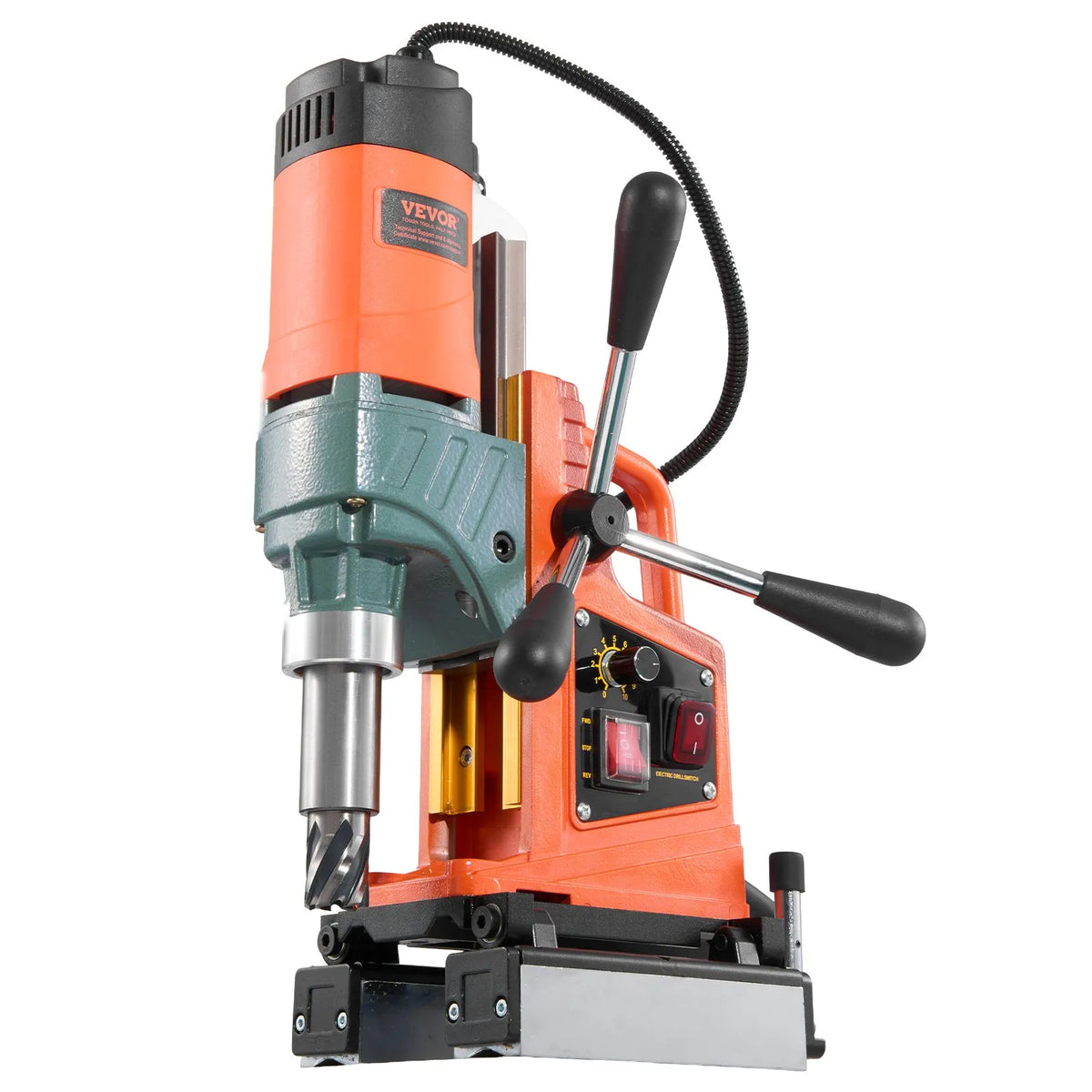 VEVOR Magnetic Drill Press, 1400 W, 50 mm Drilling Diameter, 0–850 RPM Speed, Reverse Function, Magnetic Drill with 6 Core Drills, Electric Drill for Industrial and Home Use