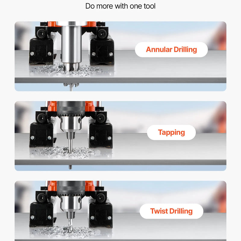 VEVOR magnētiskā urbjmašīna, 1400 W, 50 mm urbuma diametrs, 0–850 apgr./min ātrums, reversā virziena funkcija, magnētiskā urbjmašīna metāla virsmām, elektriskā urbjmašīna rūpniecībai un mājas darbiem