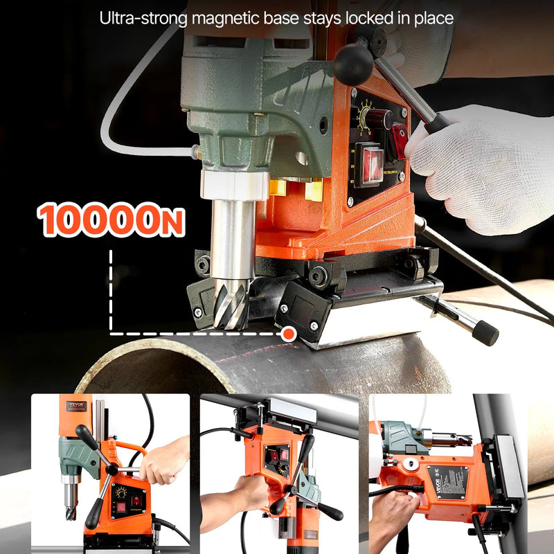 VEVOR magnētiskā urbjmašīna, 1400 W, 50 mm urbuma diametrs, 0–850 apgr./min ātrums, reversā virziena funkcija, magnētiskā urbjmašīna metāla virsmām, elektriskā urbjmašīna rūpniecībai un mājas darbiem