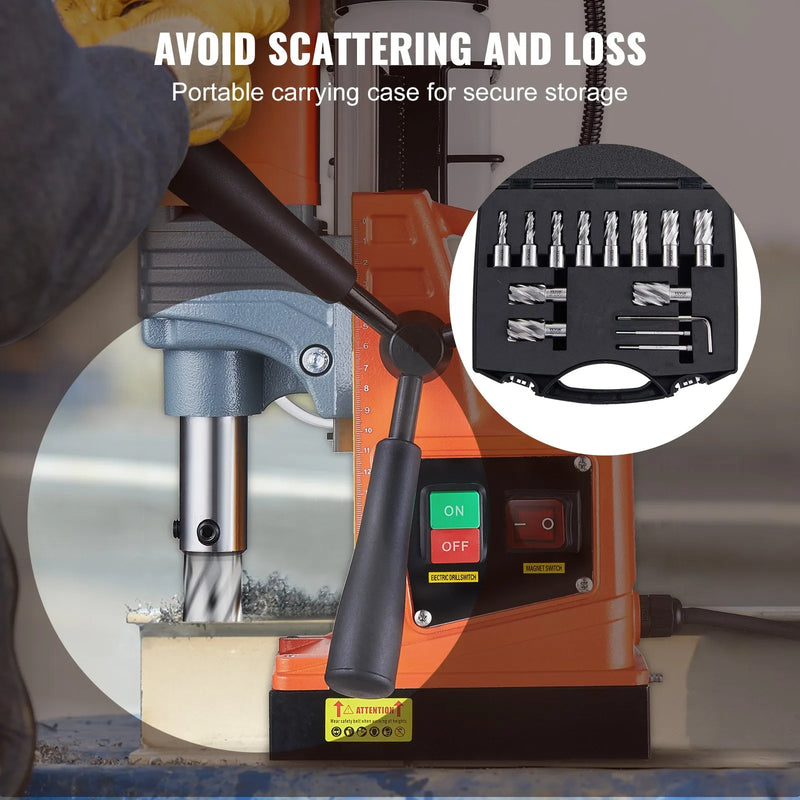VEVOR gredzenurbju komplekts magnētiskajām urbjmašīnām, 13 gab., Weldon kāts, griešanas dziļums 25 mm, griešanas diametrs 11–27 mm, M2AL ātrgriezējtērauds, 2 pilotadatas, sešstūra atslēga un pārnēsājams koferis