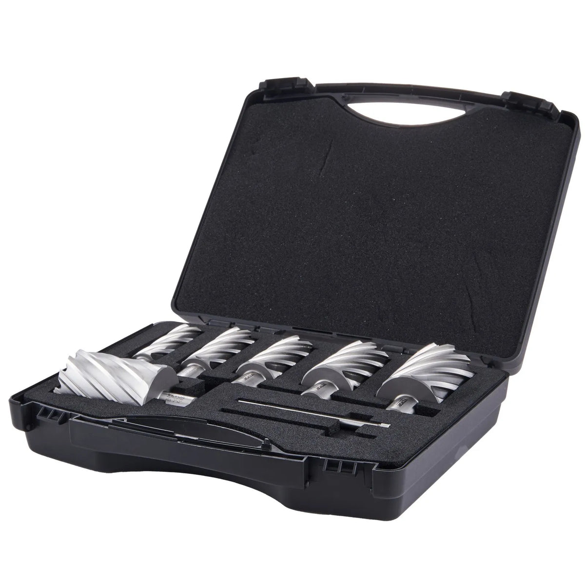 VEVOR Annular Cutter Set, 6 Pieces, Weldon Shank, Cutting Depth 50 mm, Cutting Diameter 25–50 mm, M2AL High-Speed Steel, with 2 Pilot Pins and Portable Case, for Magnetic Drills