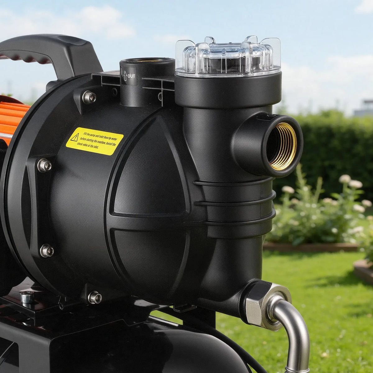 VEVOR virszemes ūdens sūknis ar spiedtvertni 735 W, 3785 l/h, ar filtru un pretvārstu, 19 l tvertne, automātiska ūdens spiediena palielināšanas sistēma, spiediena slēdzis 1,4–2,8 bar, piemērots mājas, dārza un zāliena laistīšanai - ZEMLETES.LV
