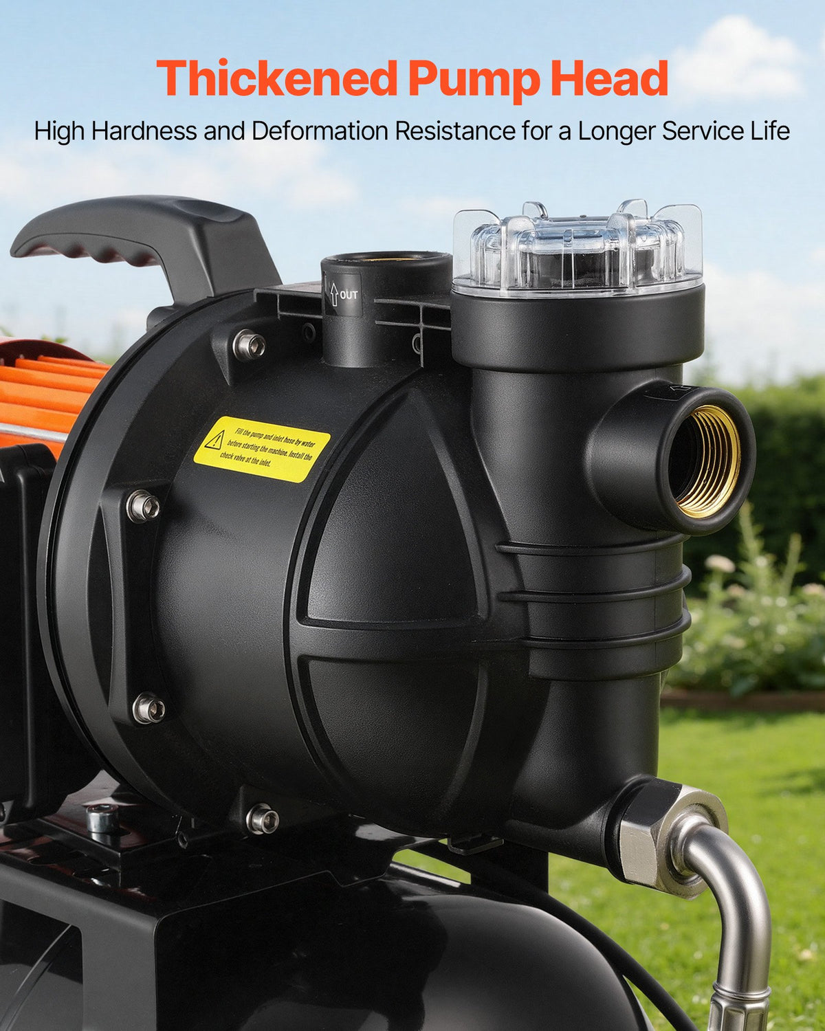 VEVOR virszemes ūdens sūknis ar spiedtvertni 1100 W, 5300 l/h, ar filtru un pretvārstu, 19 l tvertne, automātiska ūdens spiediena palielināšanas sistēma, spiediena slēdzis 1,4–2,8 bar, piemērots mājas, dārza un zāliena laistīšanai - ZEMLETES.LV