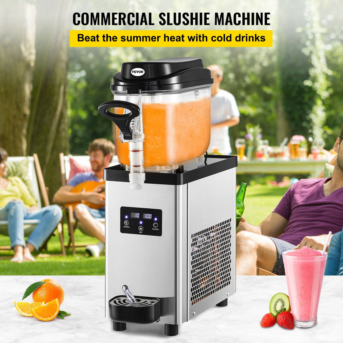 VEVOR Commercial Slush Machine 6 L, 25 Cups, 705 W, Stainless Steel