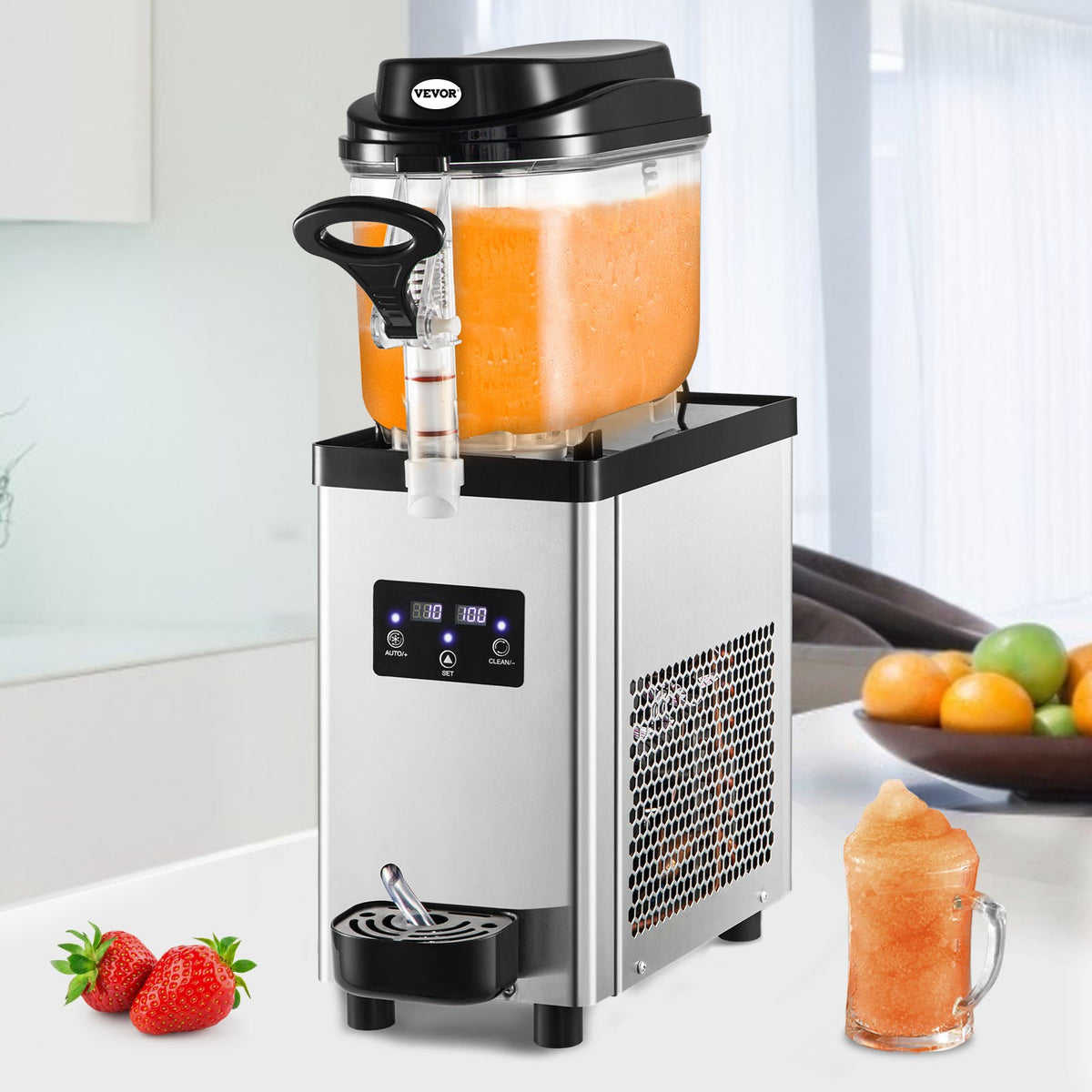 VEVOR Commercial Slush Machine 6 L, 25 Cups, 705 W, Stainless Steel