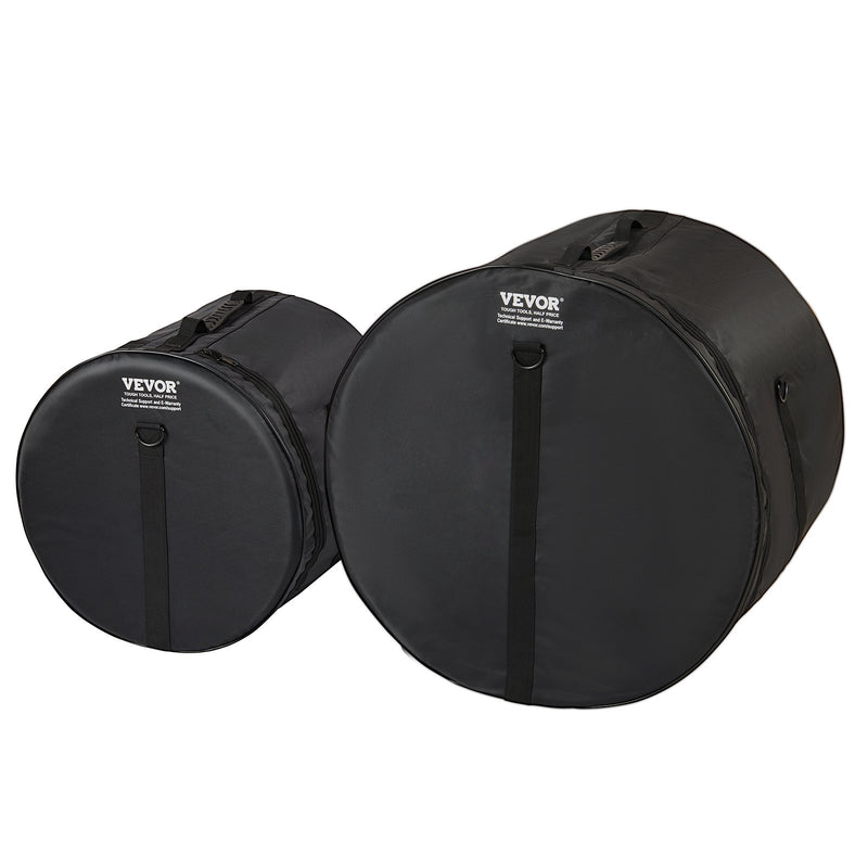 VEVOR 5-daļīgs bungasomu komplekts, 1680D Oxford audums, salokāms ar plecu siksnu, piemērots 56 cm lielajai bungai, 30 cm, 33 cm un 41 cm tomiem, 35 cm virsdungai