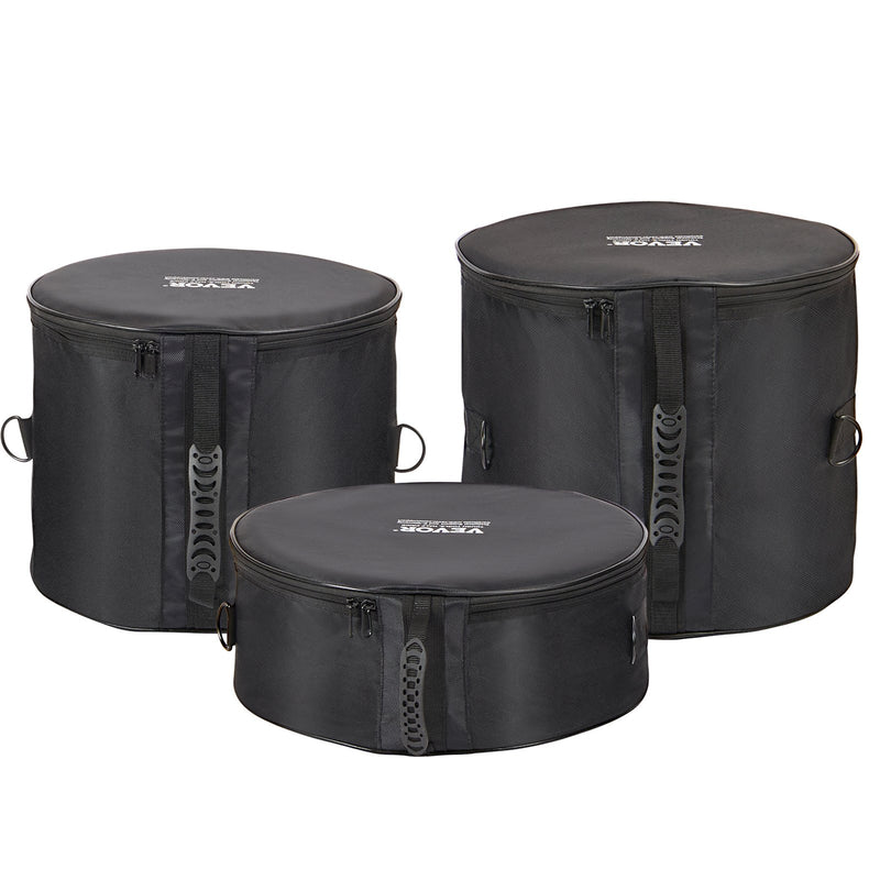 VEVOR 5-daļīgs bungasomu komplekts, 1680D Oxford audums, salokāms ar plecu siksnu, piemērots 56 cm lielajai bungai, 30 cm, 33 cm un 41 cm tomiem, 35 cm virsdungai
