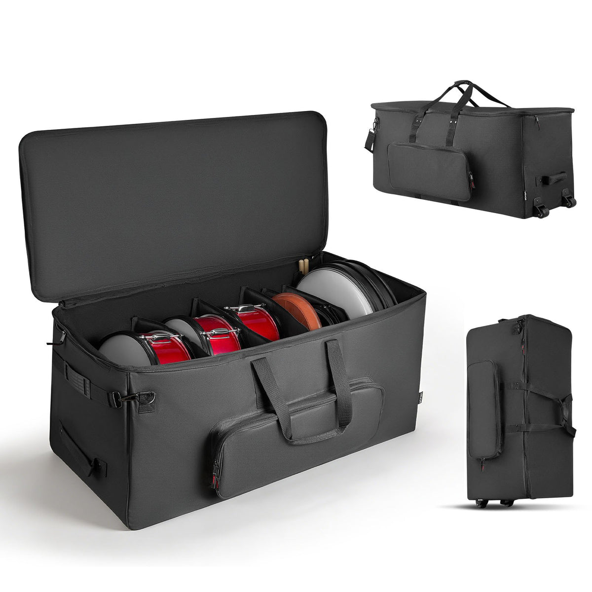 VEVOR Electronic Drum Bag with Wheels 92 × 42 × 41 cm, 600D, Padded, Removable Compartments