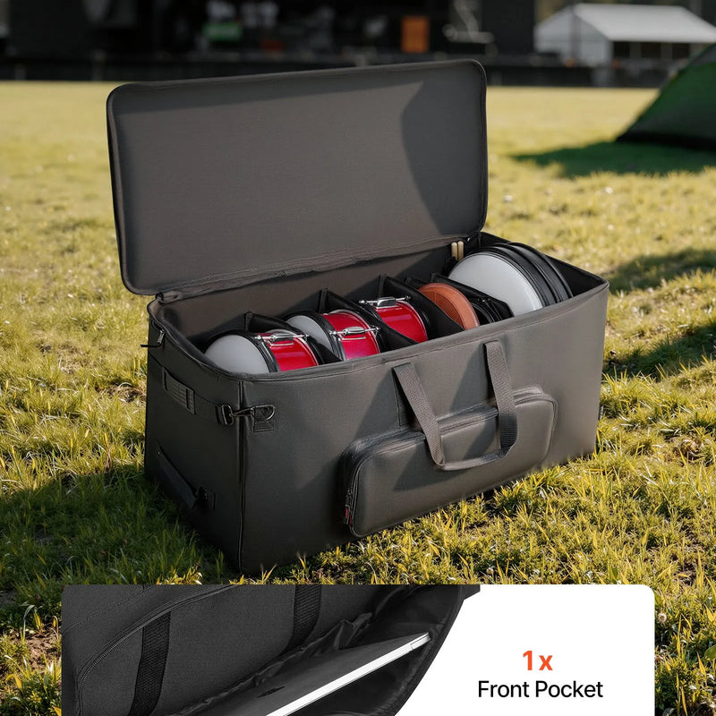 VEVOR elektronisko bungu soma ar riteņiem, 600D, polsterēta bungu soma ar 920 × 420 × 410 mm iekšējiem izmēriem, viegla transportēšanas soma ar noņemamiem nodalījumiem un vairākām kabatām, elektriskajām bungām, melna