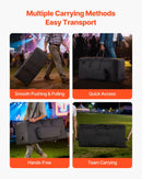 VEVOR elektronisko bungu soma ar riteņiem, 600D, polsterēta bungu soma ar 920 × 420 × 410 mm iekšējiem izmēriem, viegla transportēšanas soma ar noņemamiem nodalījumiem un vairākām kabatām, elektriskajām bungām, melna