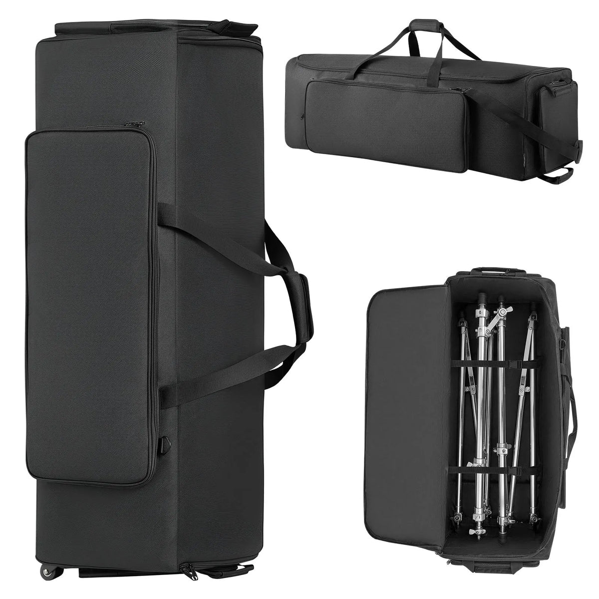 VEVOR Drum Hardware Bag with Wheels, 1680D, Multiple Pockets, Black