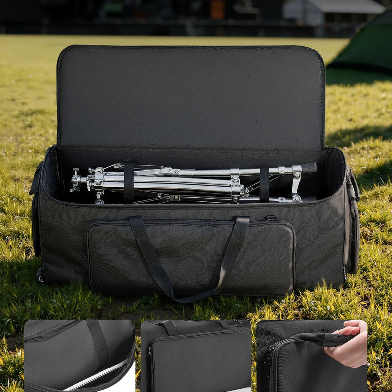 VEVOR bungu statīvu transportēšanas soma ar riteņiem 1680D, PVC riteņi, vairākas kabatas, melna