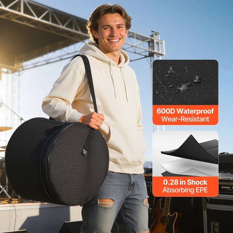 VEVOR 5 daļu bungu somu komplekts, 600D, polsterētas bungu somas basbungu, tomiem un mazajai bungai, biezs polsterējums, viegli aizsargpārvalki, transportēšanas un uzglabāšanas somas ar pārnēsāšanas rokturi, bungu un piederumu aizsardzībai