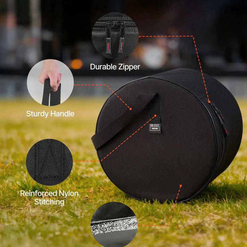 VEVOR 5 daļu bungu somu komplekts, 600D, polsterētas bungu somas basbungu, tomiem un mazajai bungai, biezs polsterējums, viegli aizsargpārvalki, transportēšanas un uzglabāšanas somas ar pārnēsāšanas rokturi, bungu un piederumu aizsardzībai