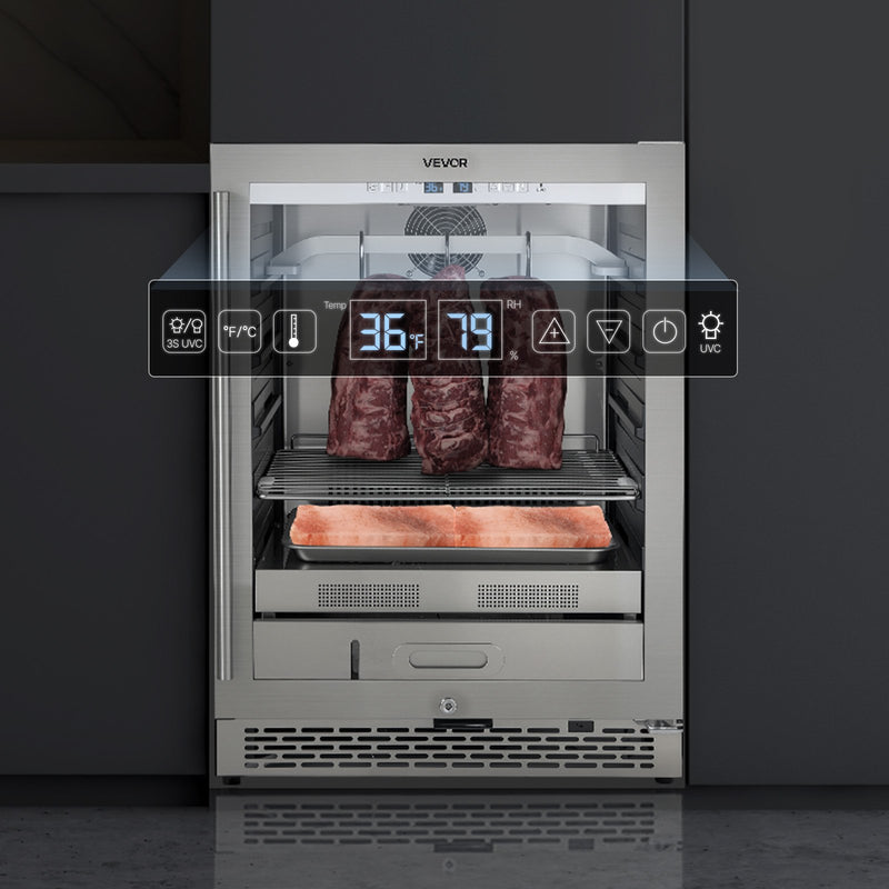 45 kg sausās nogatavināšanas ledusskapis steikam, gaļas nogatavināšanas iekārta ar precīzu temperatūras un mitruma kontroli, brīvi stāvoša vai iebūvējama, mājai, virtuvei, restorānam, viesnīcai
