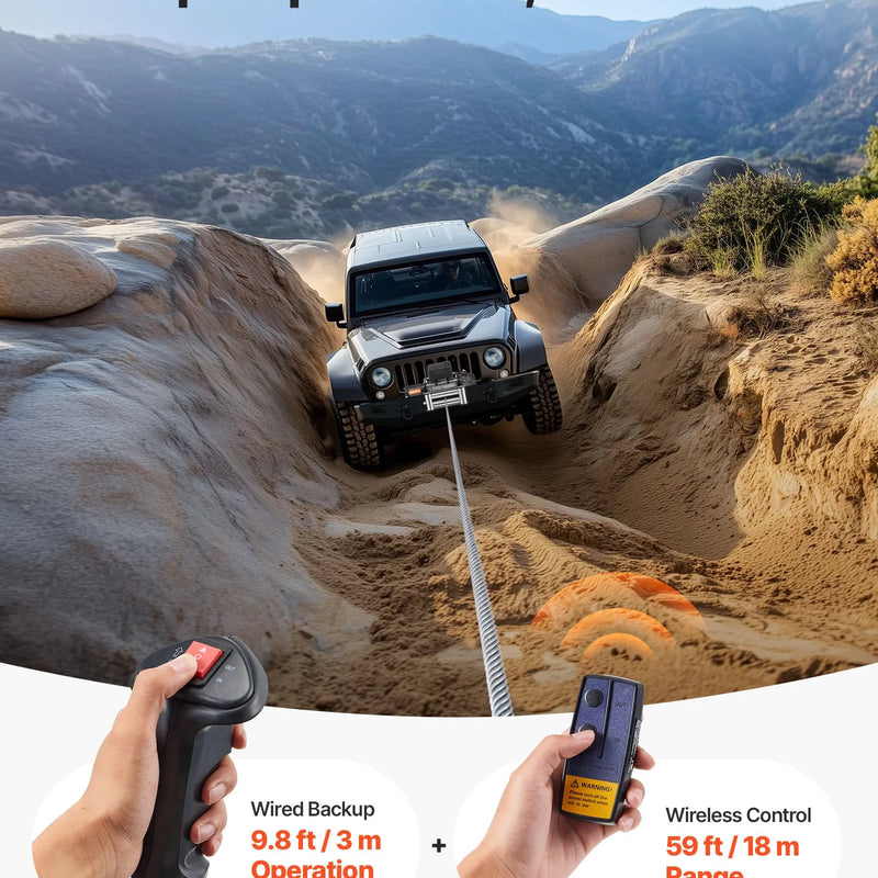 EVOR elektriskā vinča, 4 500 kg vilkšanas jauda, 12 V līdzstrāvas kravas auto vinča ar Φ8,3 mm × 19,8 m tērauda trosi, bezvadu un vadu tālvadība, IP55 ūdensizturība SUV, Jeep, piekabju, laivu un bezceļu transportlīdzekļu vilkšanai