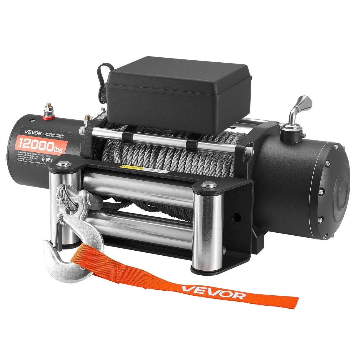 VEVOR Electric Winch, 5,400 kg Pulling Capacity, 12 V DC Truck Winch with Φ9.1 mm × 24 m Steel Rope, Wireless and Wired Remote Control, IP55 Waterproof for SUV, Jeep, Trailers, Boats and Off-Road Vehicles