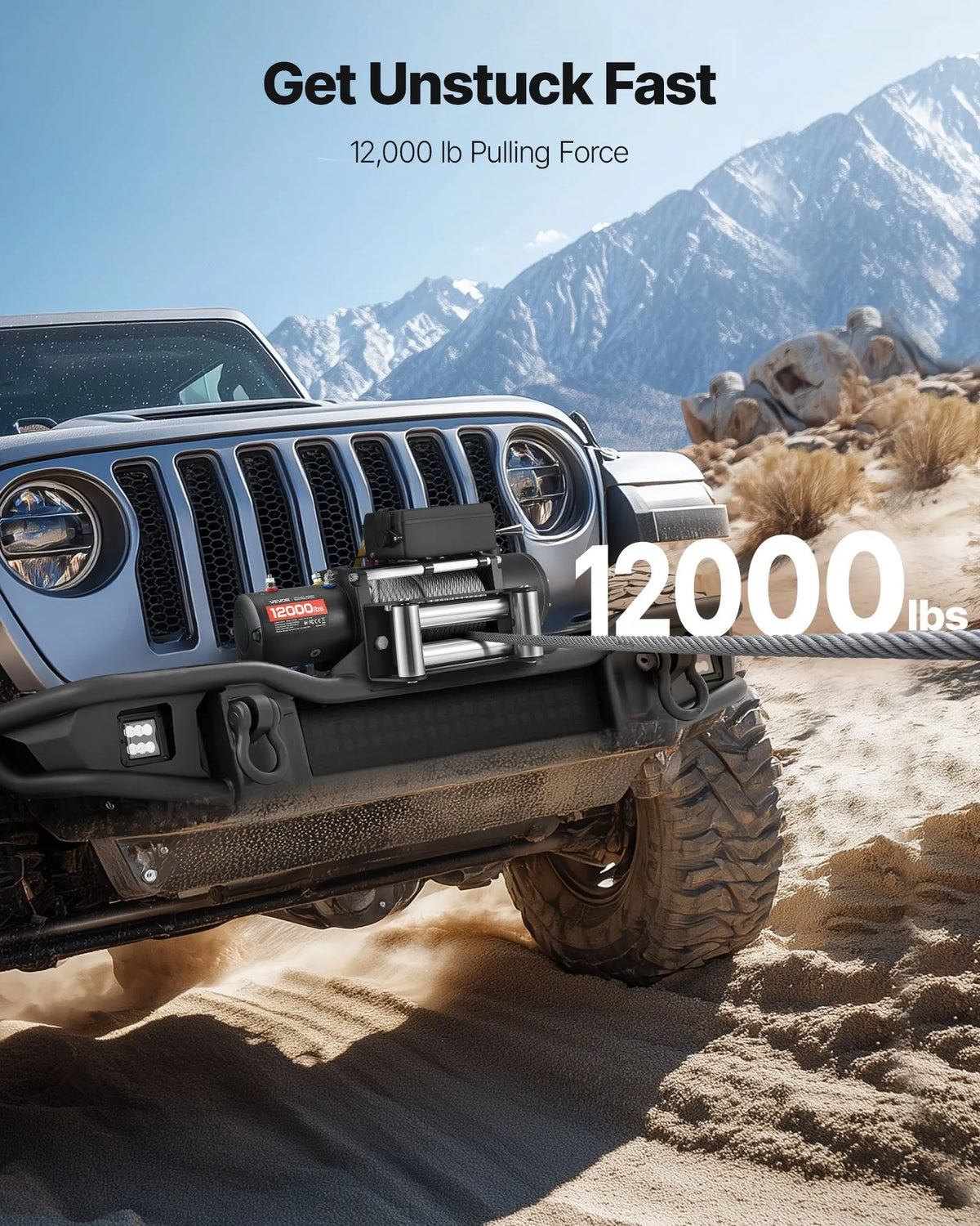 VEVOR Electric Winch, 5,400 kg Pulling Capacity, 12 V DC Truck Winch with Φ9.1 mm × 24 m Steel Rope, Wireless and Wired Remote Control, IP55 Waterproof for SUV, Jeep, Trailers, Boats and Off-Road Vehicles
