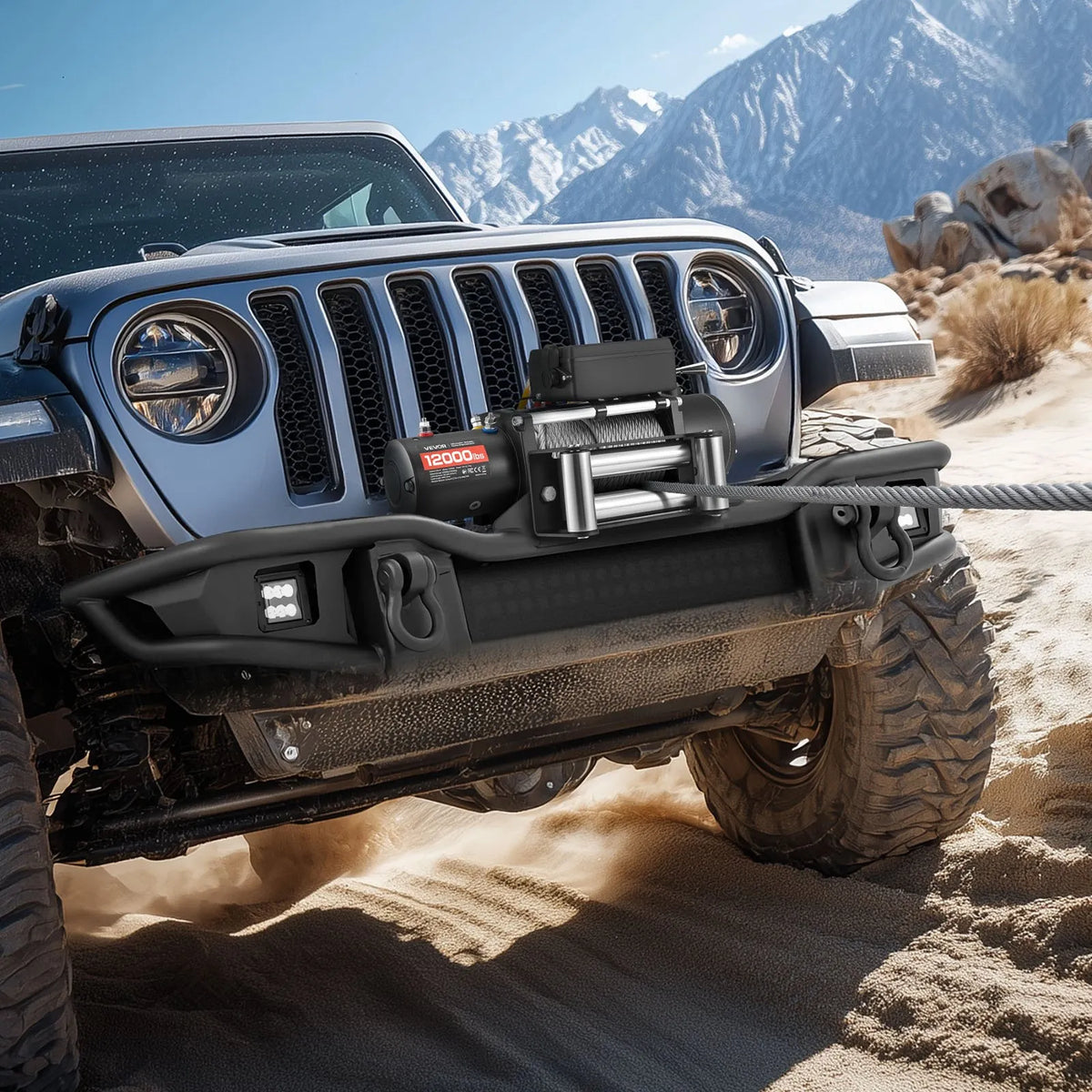 VEVOR Electric Winch, 5,400 kg Pulling Capacity, 12 V DC Truck Winch with Φ9.1 mm × 24 m Steel Rope, Wireless and Wired Remote Control, IP55 Waterproof for SUV, Jeep, Trailers, Boats and Off-Road Vehicles