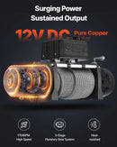 VEVOR elektriskā vinča, 12 V, vilkšanas jauda 5400 kg, tērauda trose Ø9,1 mm × 26 m, bezvadu un vadu tālvadība, piemērota SUV, Jeep, piekabēm, laivām un bezceļu transportlīdzekļiem