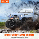 VEVOR elektriskā vinča, 12 V, 1360 kg vilkšanas jauda, ar tērauda trosi (4,8 mm × 12 m), IP55, bezvadu tālvadība, 4 virzienu troses vadotne - piemērota ATV, UTV, džipiem, SUV, piekabēm, laivām un automašīnām