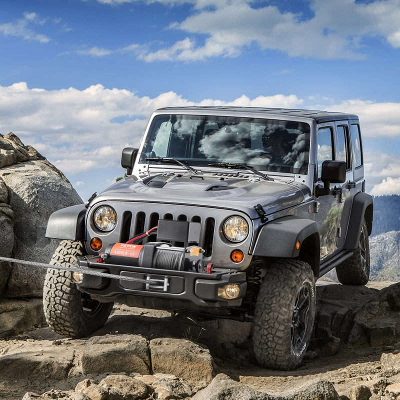 VEVOR elektriskā vinča, 12 V, 1360 kg vilkšanas jauda, ar tērauda trosi (4,8 mm × 12 m), IP55, bezvadu tālvadība, 4 virzienu troses vadotne - piemērota ATV, UTV, džipiem, SUV, piekabēm, laivām un automašīnām