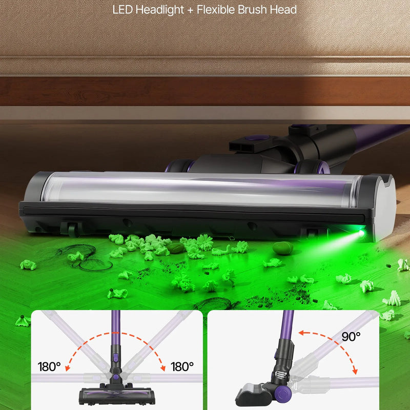 VEVOR bezvadu putekļsūcējs ar maksimālo 25 kPa sūkšanas jaudu, uzlādējamu pret sapīšanos izturīgu konstrukciju, putekļu tvertni un 35 minūšu darbības laiku, viegls rokas putekļsūcējs mājai, paklājiem, mājdzīvnieku spalvām un cietām grīdām.
