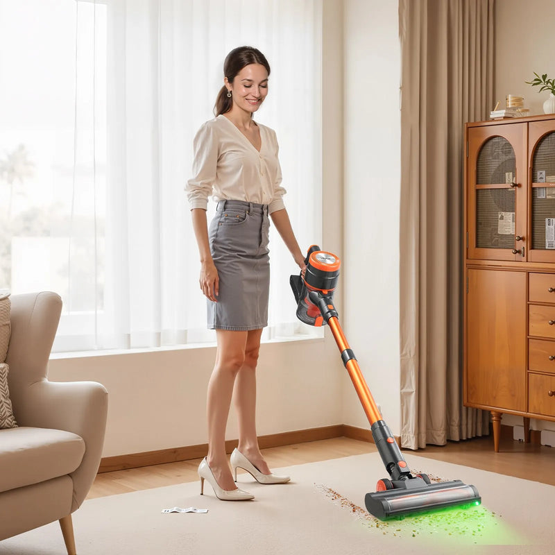 VEVOR bezvadu putekļsūcējs ar maksimālo 40 kPa sūkšanas jaudu, uzlādējamu pret sapīšanos izturīgu konstrukciju, LED displeju un 47 minūšu darbības laiku, viegls rokas putekļsūcējs mājai, paklājiem, mājdzīvnieku spalvām un cietām grīdām