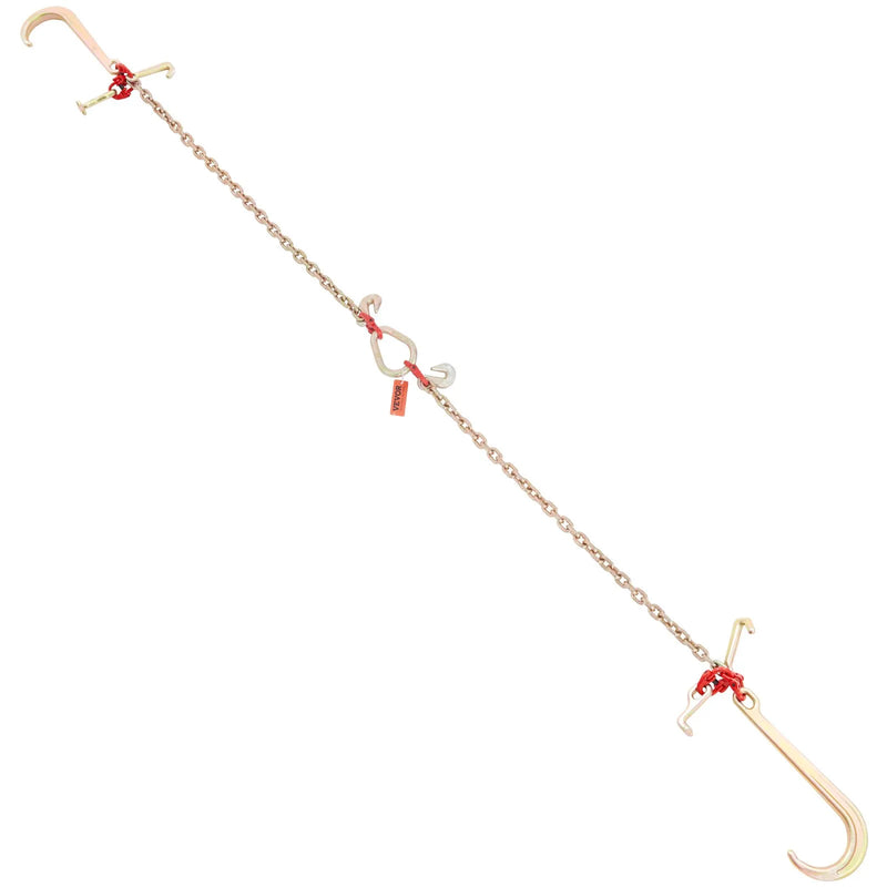 V-veida ķēdes stropes, 4 360 kg darba slodzes limits, 8 mm x 0,9 m G80 vilkšanas ķēde ar RTJ āķu komplektu, DOT sertificēta, ar galvanizētu pārklājumu, mangāna tērauds un D-veida skava, piemērota celšanas un pārvietošanas darbiem