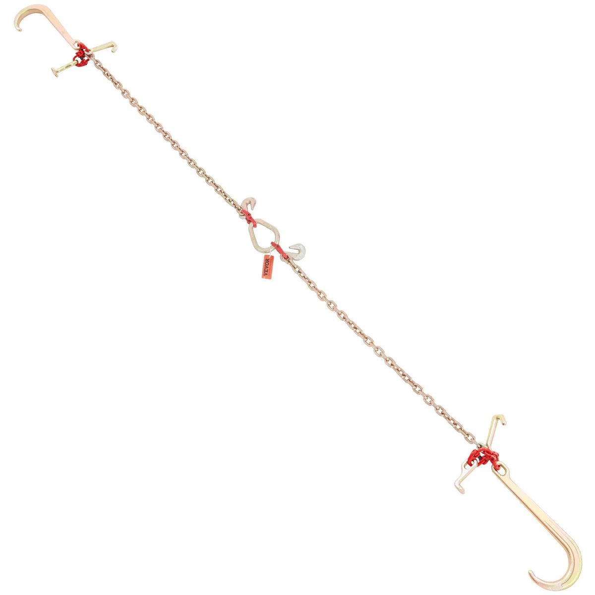 V-shaped chain slings, 4 360 kg working load limit, 8 mm x 0.9 m G80 pulling chain with RTJ hook kit, DOT certified, galvanised coating, manganese steel and D-shaped shackle, suitable for lifting and moving operations