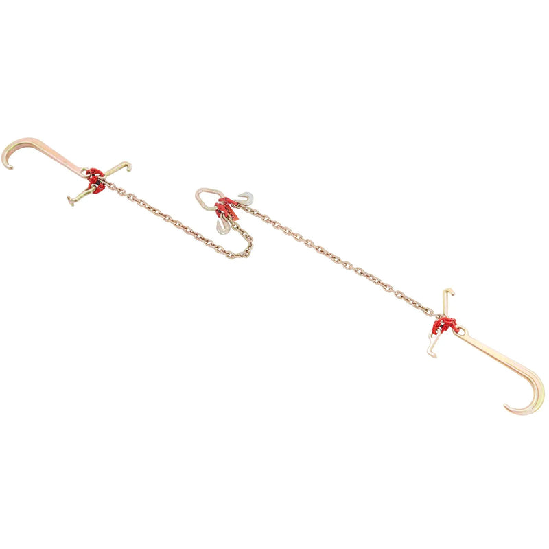 V-veida ķēdes stropes, 4 360 kg darba slodzes limits, 8 mm x 0,9 m G80 vilkšanas ķēde ar RTJ āķu komplektu, DOT sertificēta, ar galvanizētu pārklājumu, mangāna tērauds un D-veida skava, piemērota celšanas un pārvietošanas darbiem