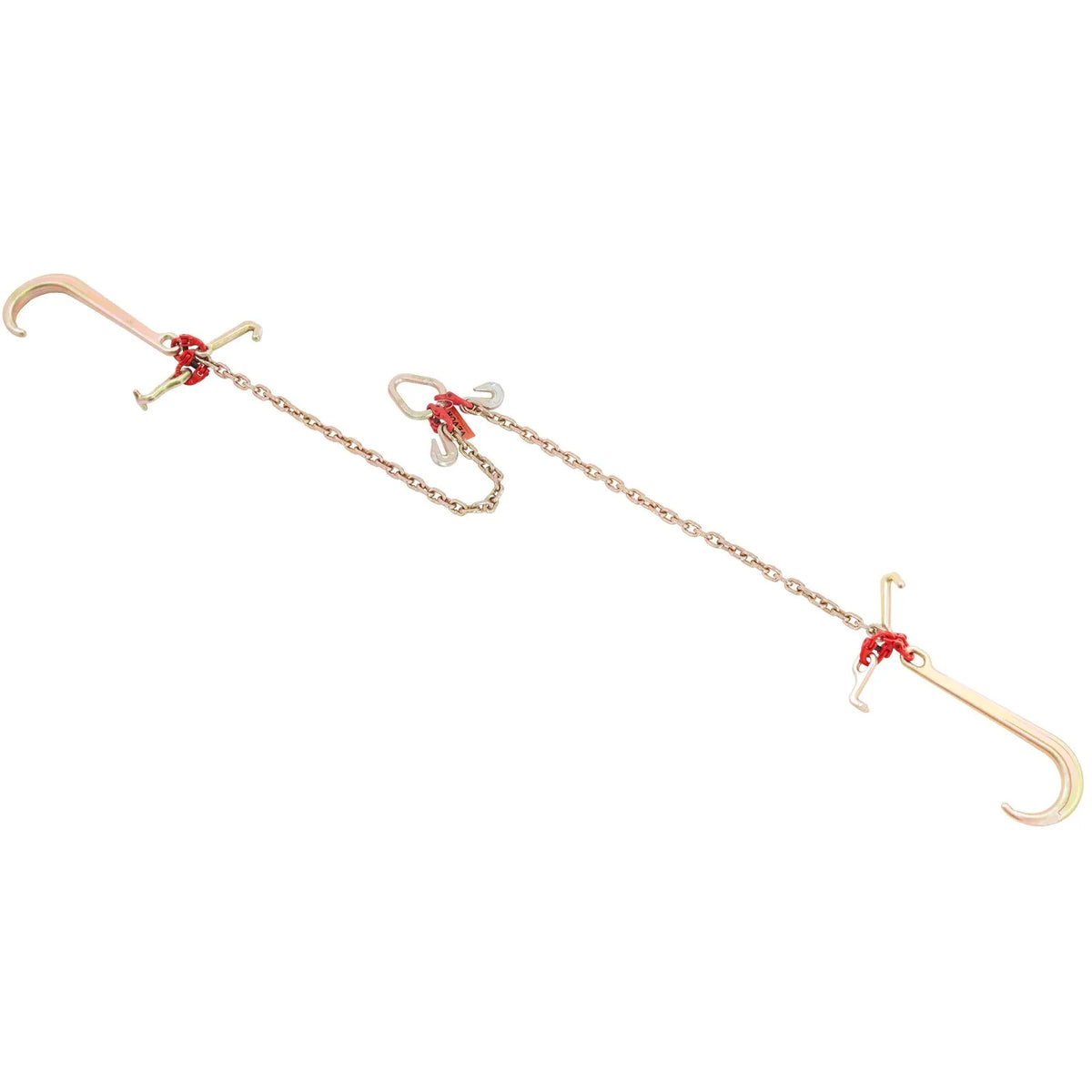 V-shaped chain slings, 4 360 kg working load limit, 8 mm x 0.9 m G80 pulling chain with RTJ hook kit, DOT certified, galvanised coating, manganese steel and D-shaped shackle, suitable for lifting and moving operations