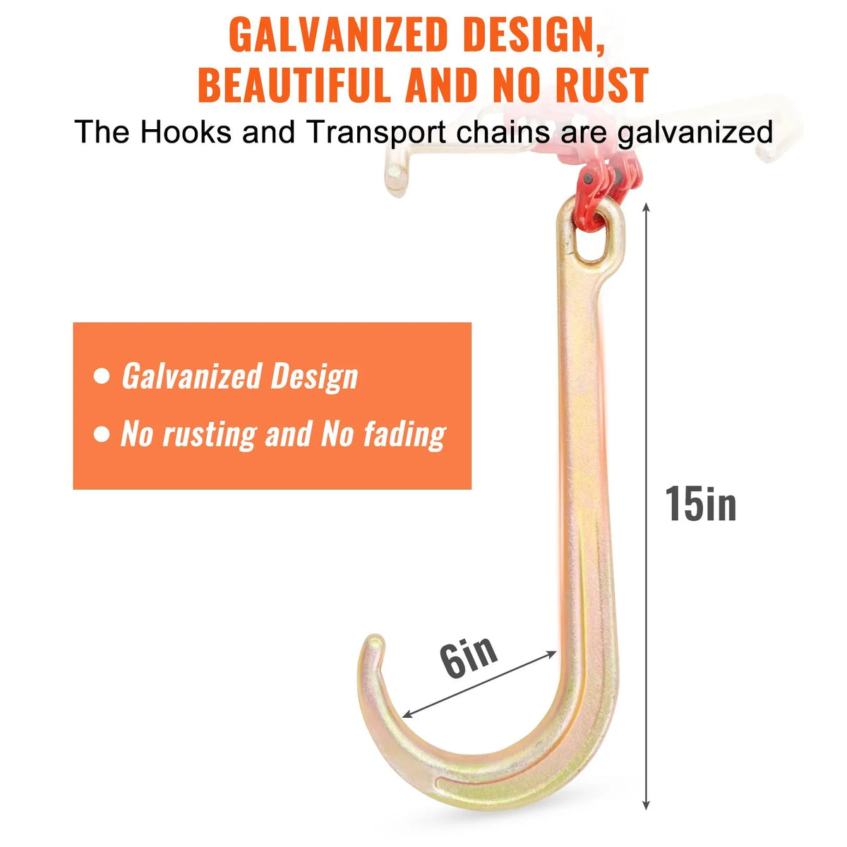 V-shaped chain slings, 4 360 kg working load limit, 8 mm x 0.9 m G80 pulling chain with RTJ hook kit, DOT certified, galvanised coating, manganese steel and D-shaped shackle, suitable for lifting and moving operations