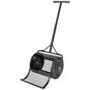 VEVOR komposta izkliedētājs 42 cm ar T veida rokturi, 3 augstuma regulēšanas līmeņi, pulverkrāsots tērauda kūdras sūnu rullis zāliena sēšanai, melns