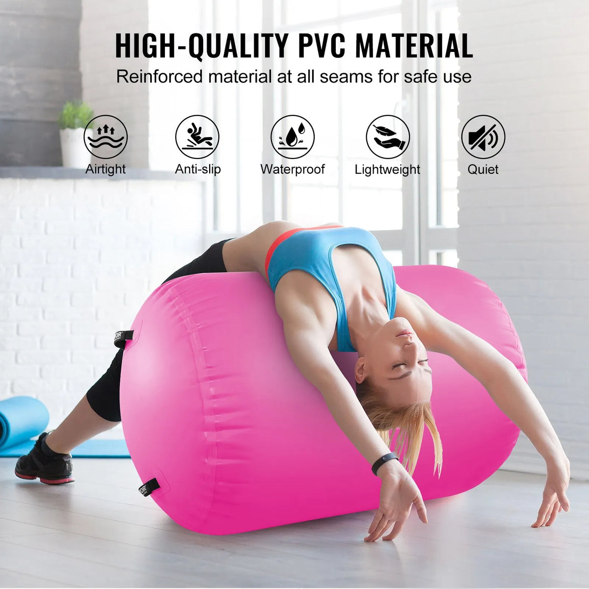 VEVOR Air Track Inflatable Gymnastics Cylinder with Pump, Compact Gymnastics Mat