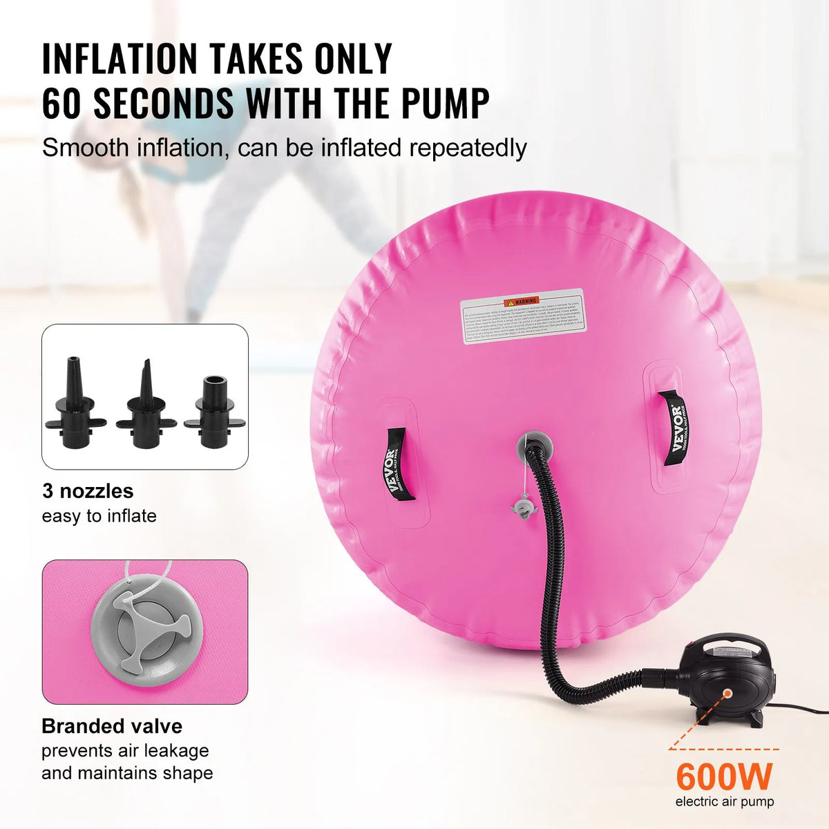 VEVOR Air Track Inflatable Gymnastics Cylinder with Pump, Compact Gymnastics Mat