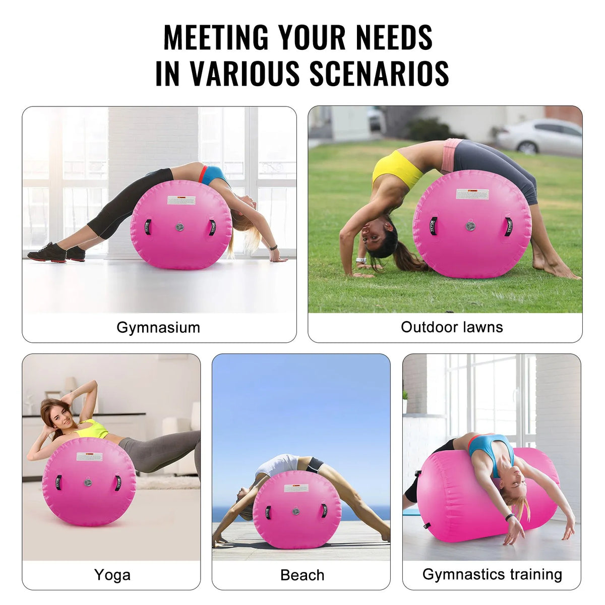 VEVOR Air Track Inflatable Gymnastics Cylinder with Pump, Compact Gymnastics Mat