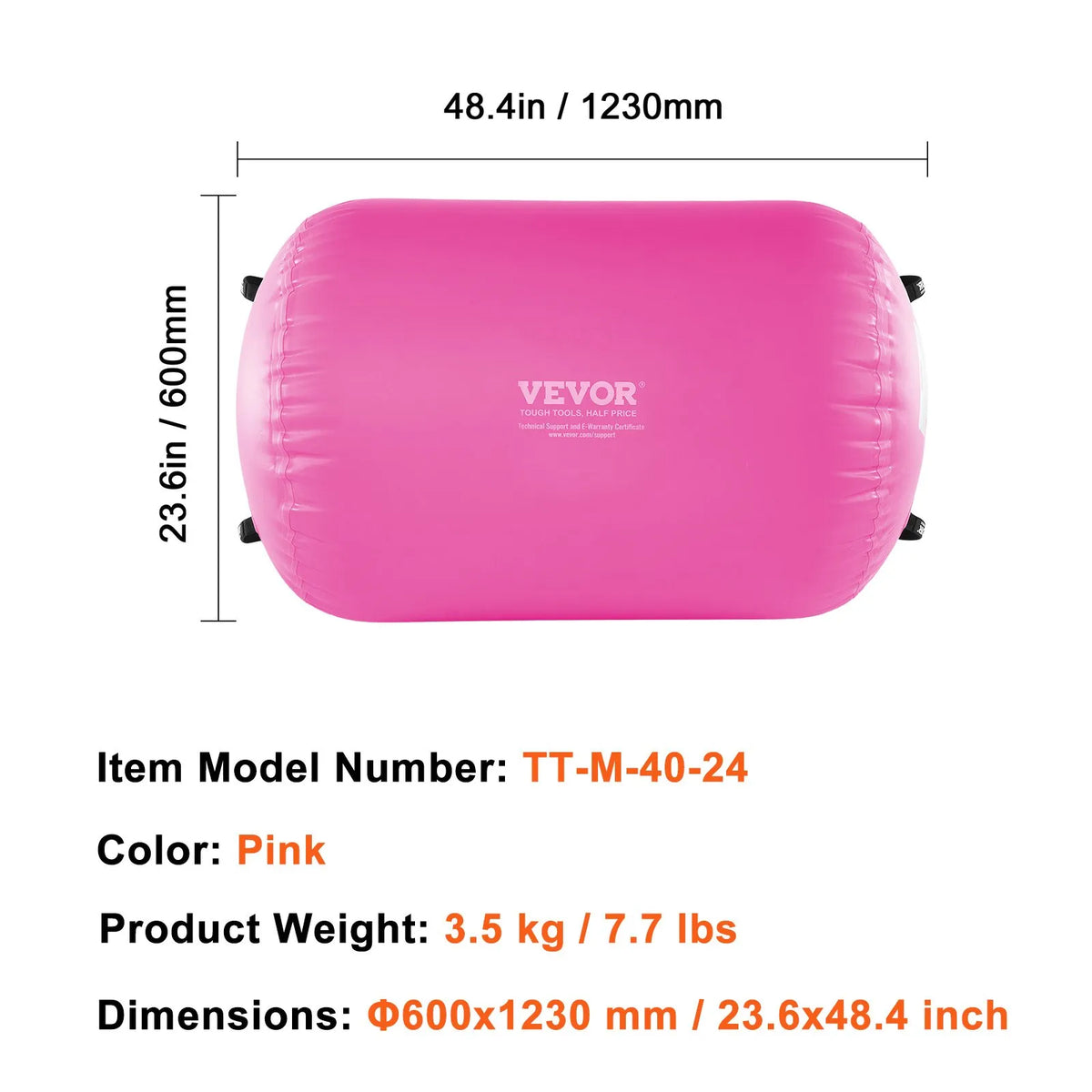 VEVOR Air Track Inflatable Gymnastics Cylinder with Pump, Compact Gymnastics Mat