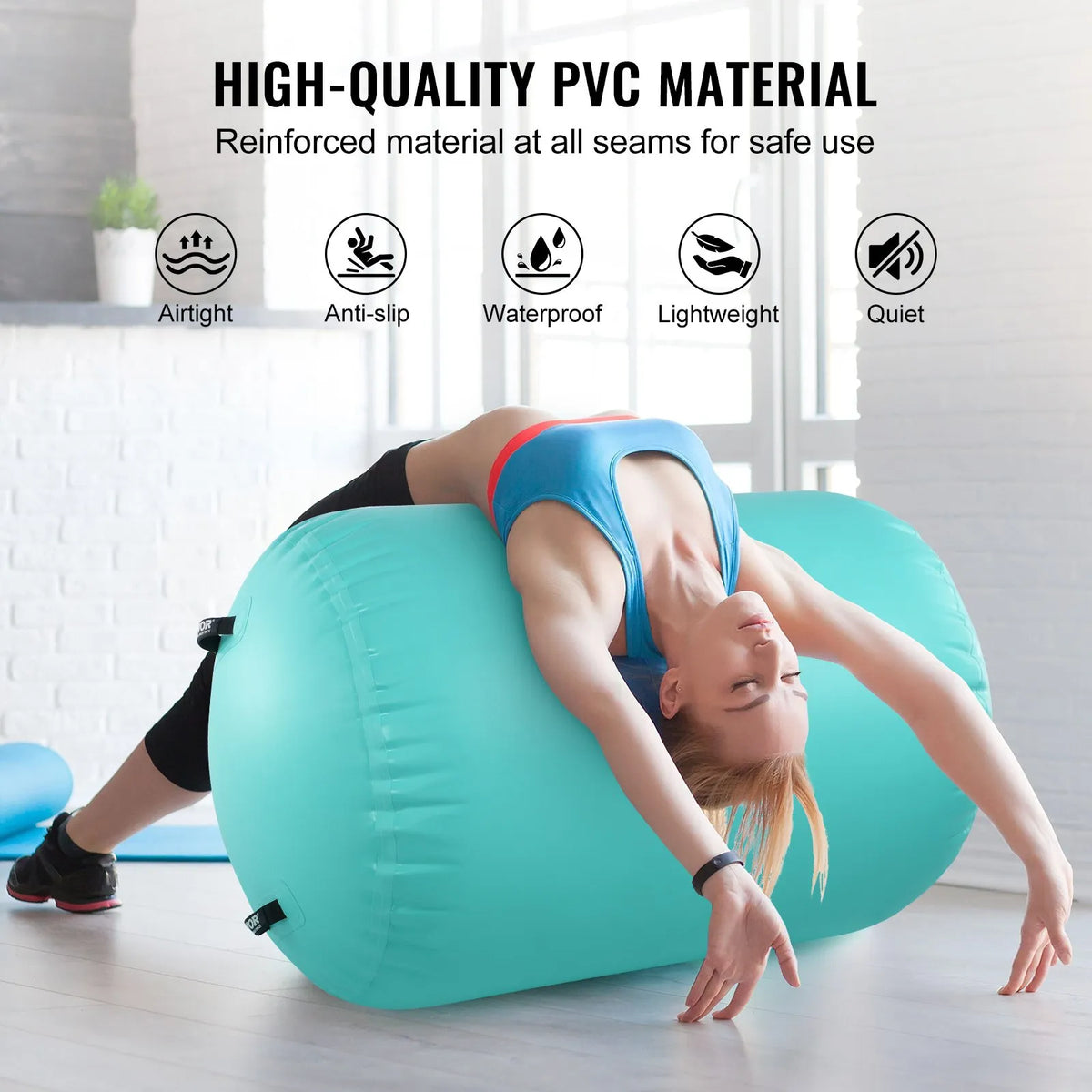 VEVOR Air Track Inflatable Gymnastics Cylinder with Pump, Exercise Mat