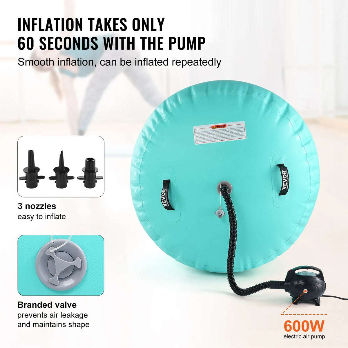 VEVOR Air Track Inflatable Gymnastics Cylinder with Pump, Exercise Mat