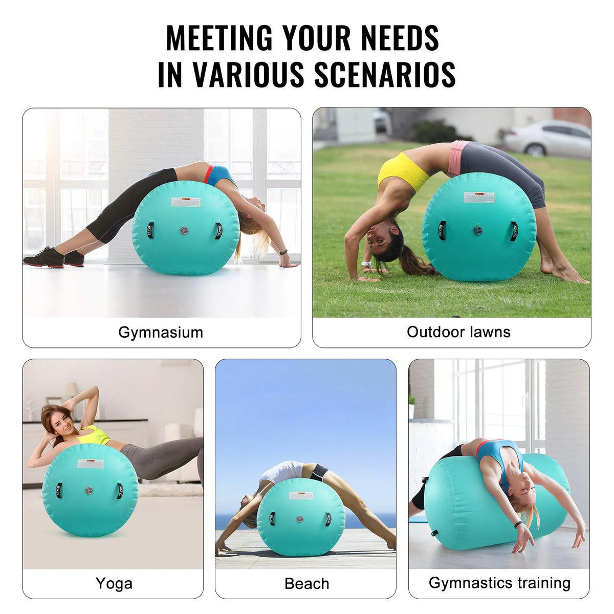 VEVOR Air Track Inflatable Gymnastics Cylinder with Pump, Exercise Mat