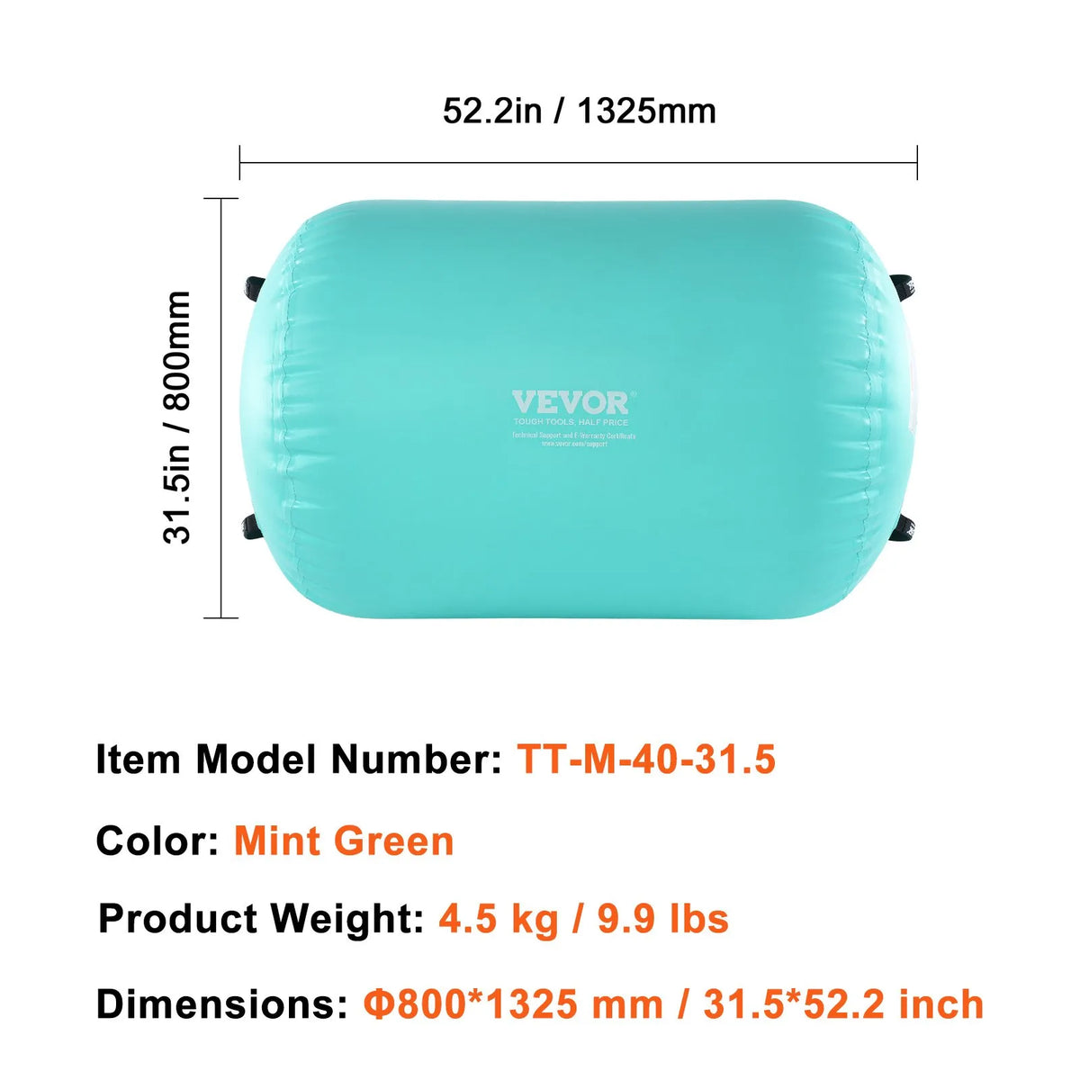 VEVOR Air Track Inflatable Gymnastics Cylinder with Pump, Exercise Mat