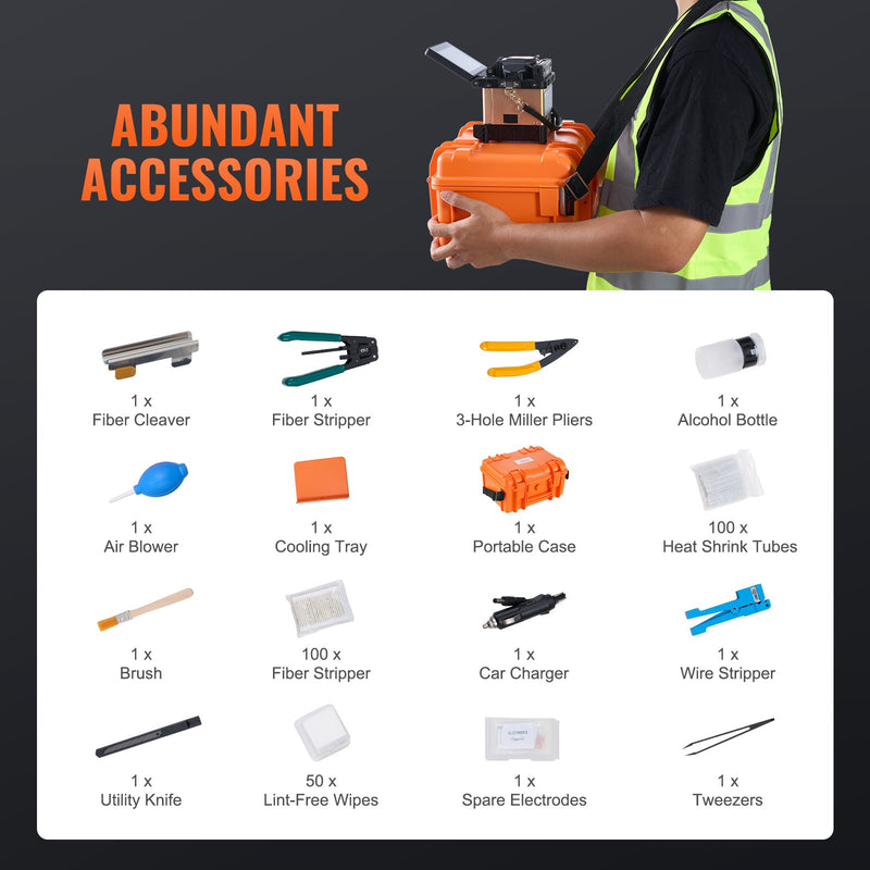 VEVOR šķiedru sapludināšanas iekārta, 4 motori, 6 s sapludināšana, 13 s sildīšana, 7800 mAh akumulators