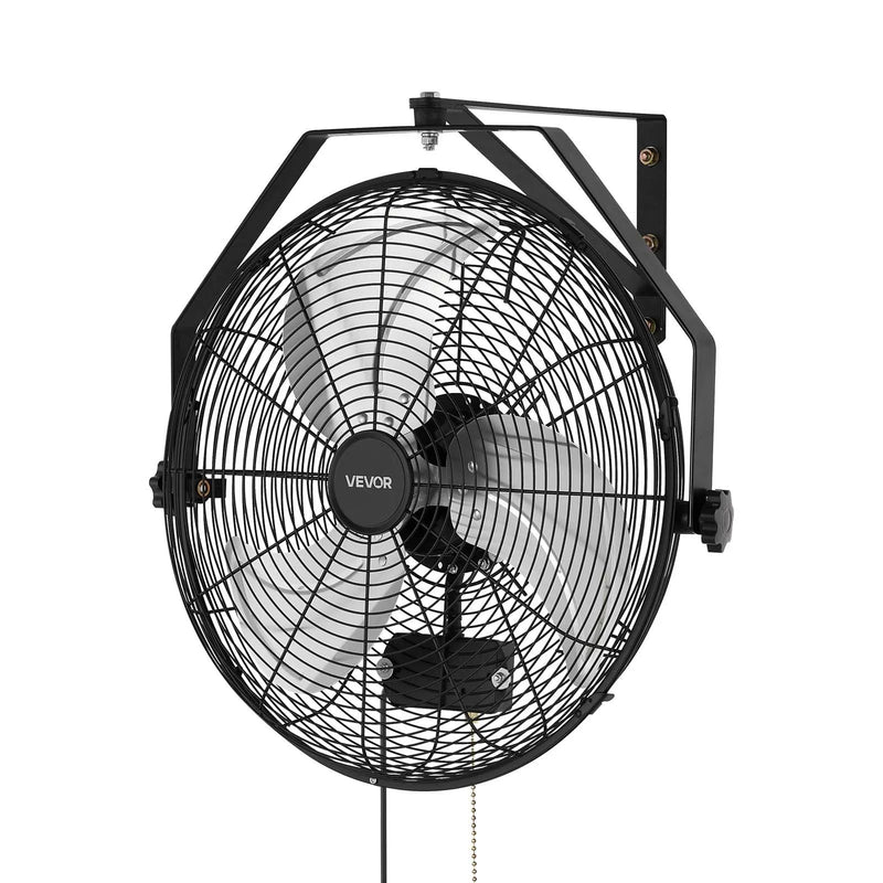 VEVOR sienas ventilators, 450mm, IP44, 3 ātrumi, liels gaisa plūsmas attālums, regulējams rotācijas leņķis, jaudīgs, rūpniecībai, komerctelpām, garāžām, darbnīcām un sporta zālēm